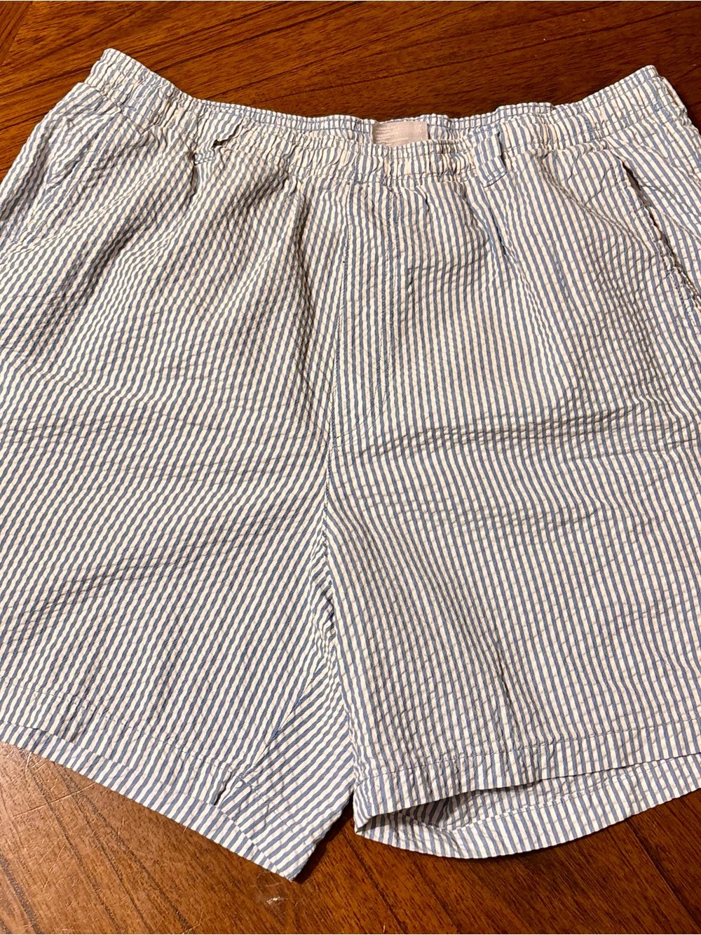 Columbia Men's Blue and White Seersucker Athletic Shorts